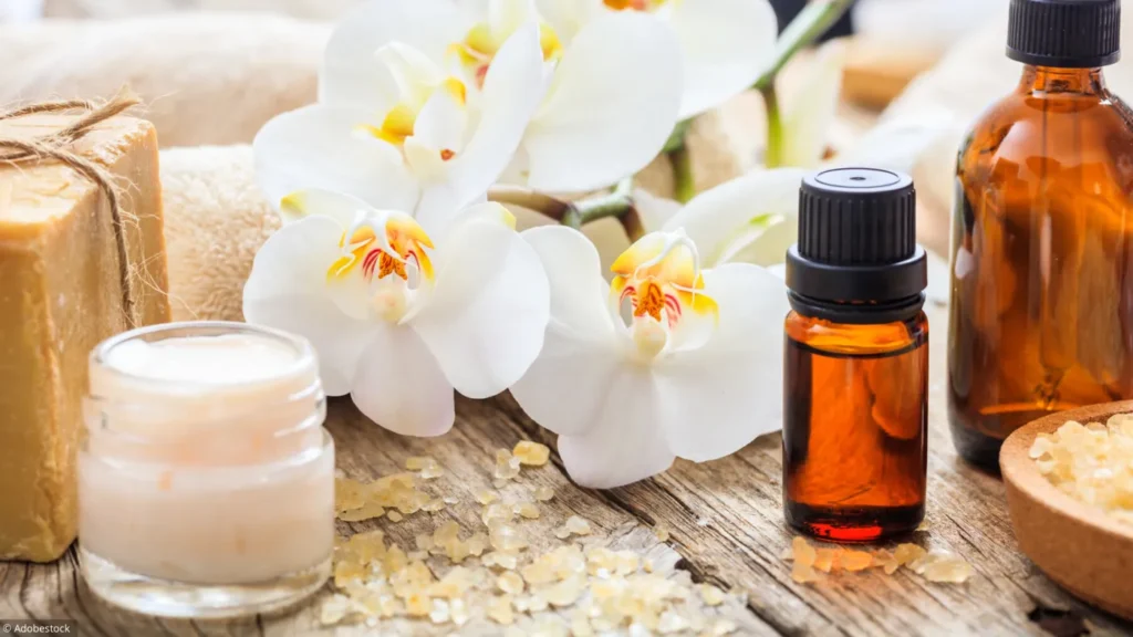 crèmes et huiles pour soins esthétiques